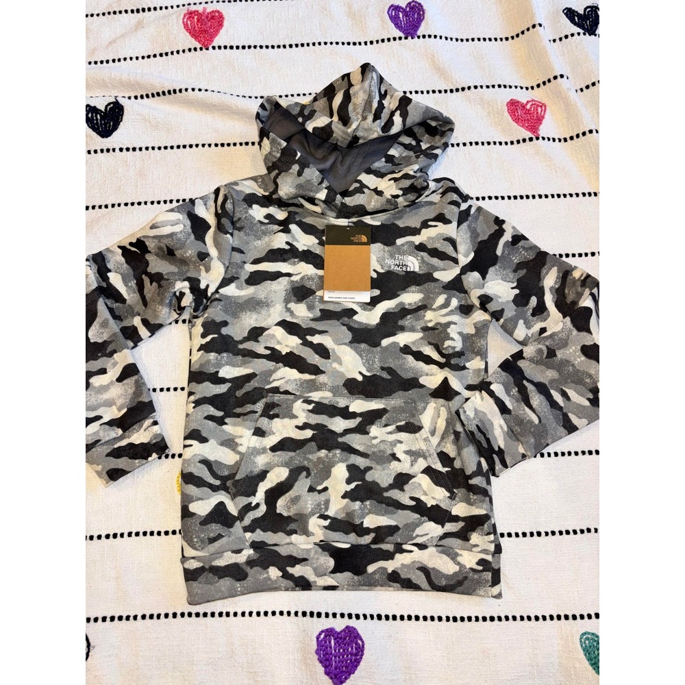 The North Face Boys Evolution Camo Pullover Hoodie Smoked Pearl Medium 10